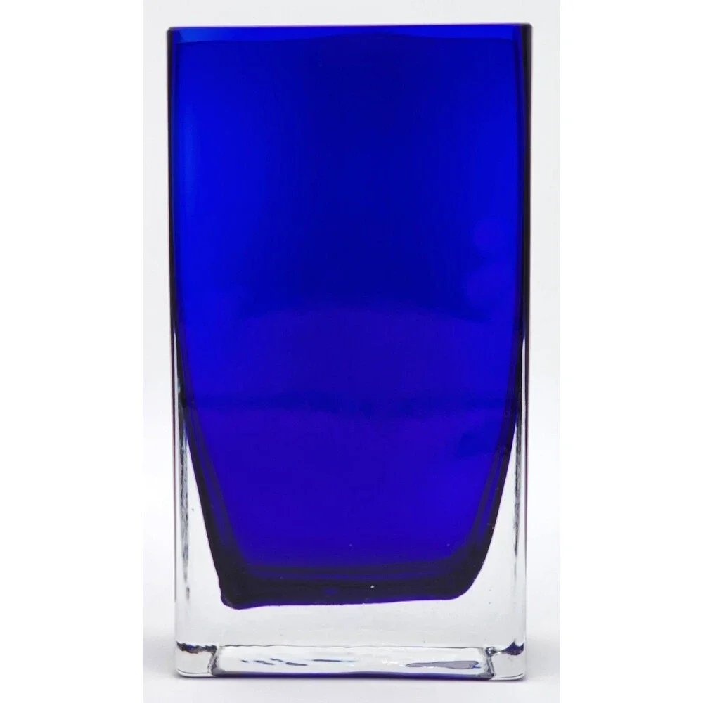 Vintage Sommerso Vase ~ Beautiful Cobalt Blue & Clear Glass
